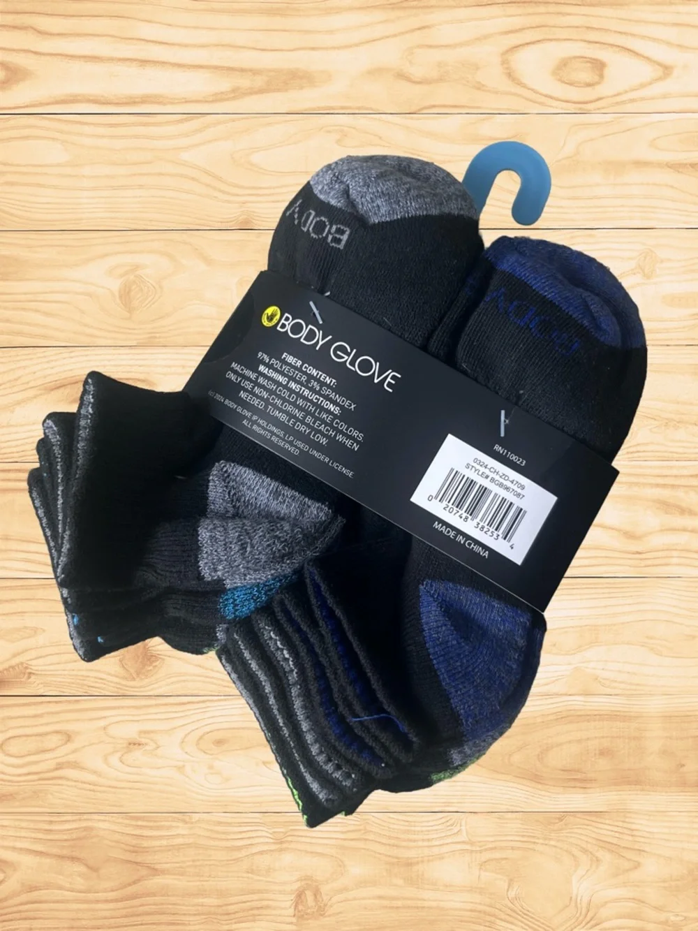 Body Glove Quarter Socks Black Multicolor Medium Shoe Size 6-8 10 Pairs